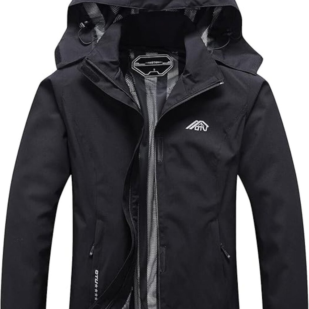 Women's Waterproof Rain Jacket Lightweight Hooded Raincoat Size M